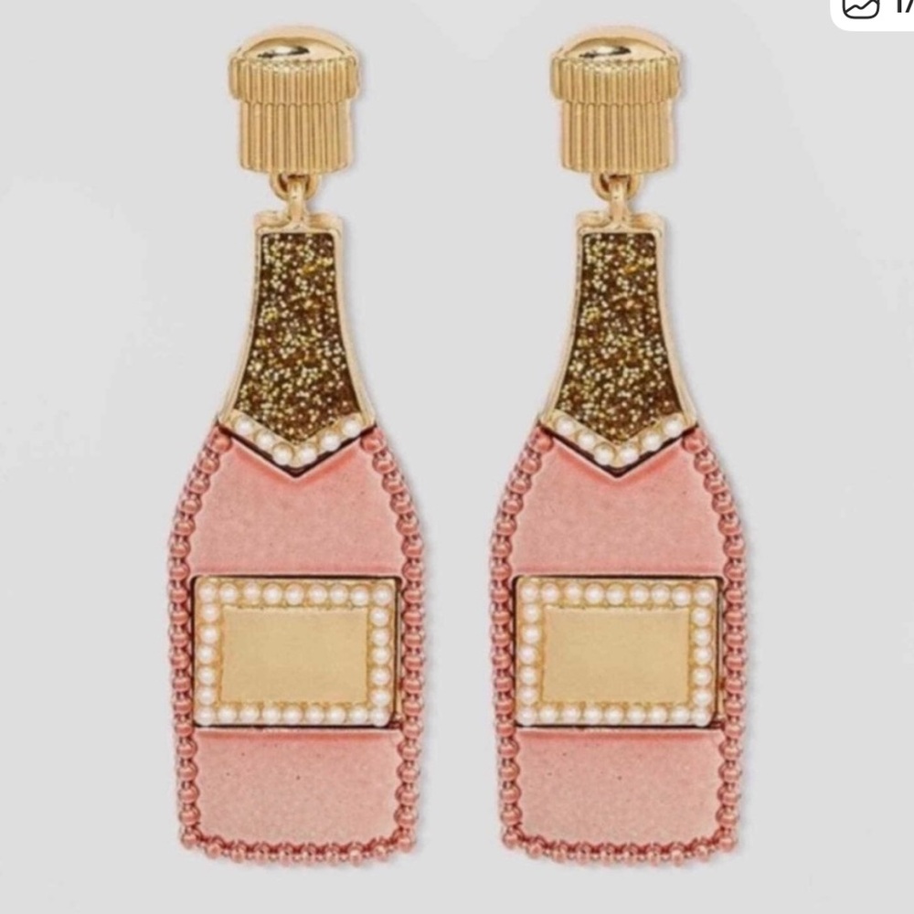 BaubleBar Pink and Gold Bottle Earrings